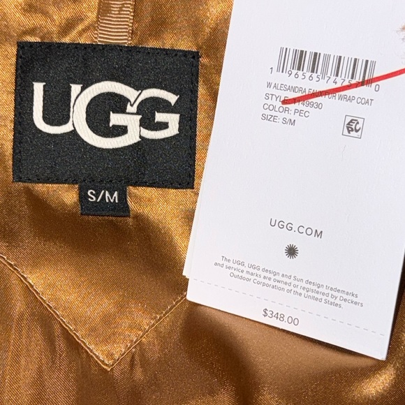 UGG ALESANDRA FAUX FUR WRAP COAT - Picture 3 of 3